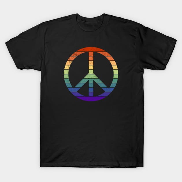 Distressed Gay Pride Peace Symbol T-Shirt by Muzehack